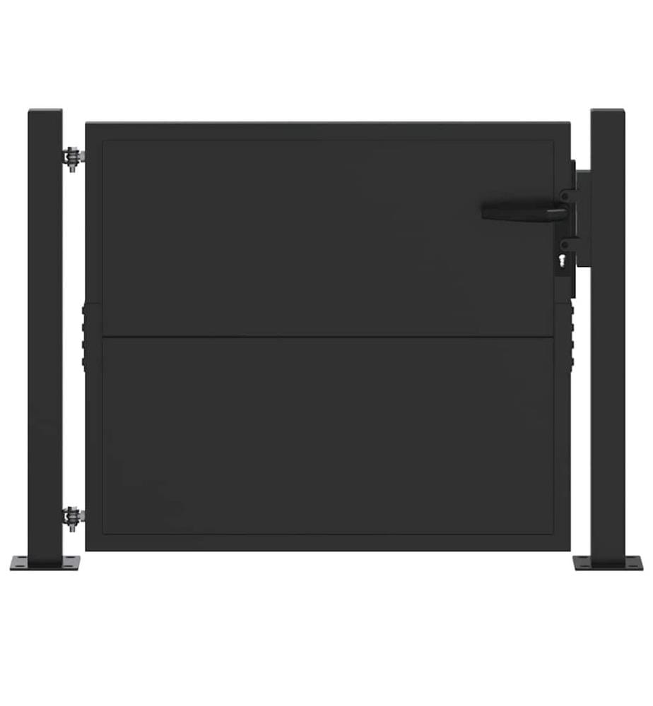 Gartentor Schwarz 85 x 105 cm Pulverbeschichteter Stahl