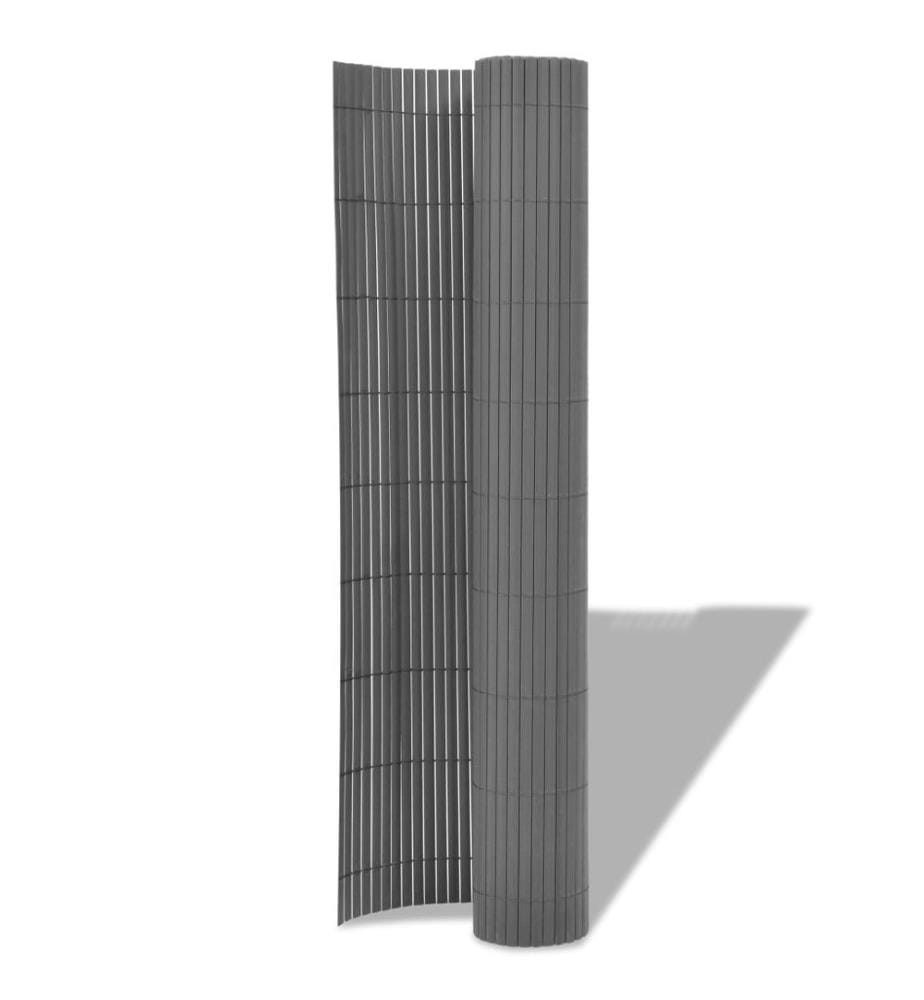 Gartenzaun Doppelseitig PVC 90 x 300 cm Grau