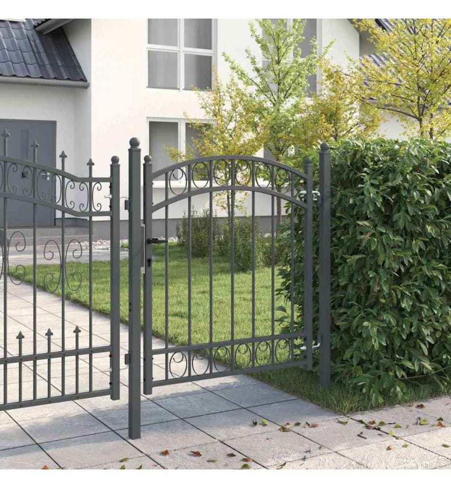 vidaXL Porte de Clôture EMMEN 125 x 100 cm Acier peint par poudre Gris