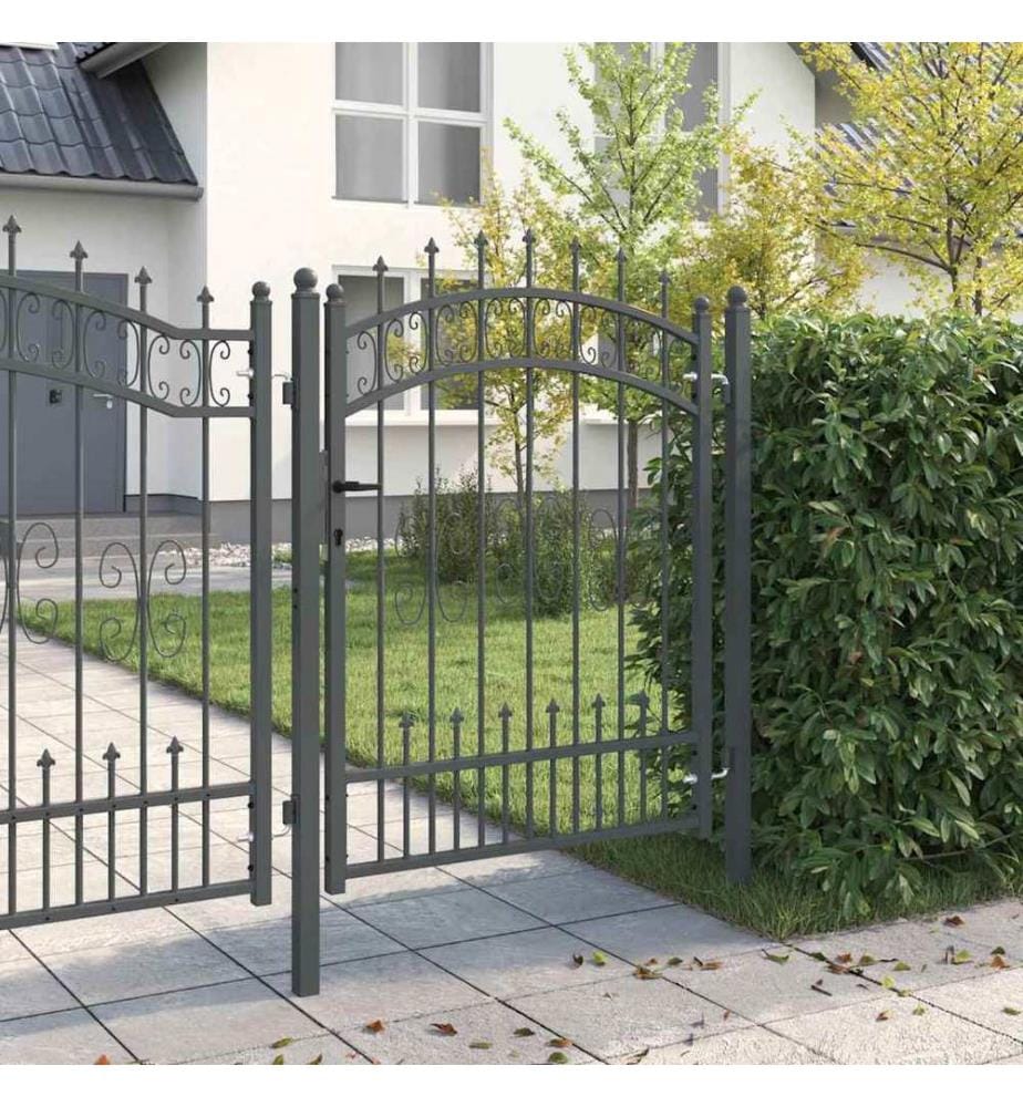 vidaXL Portail de clôture avec pointe KAMPEN 103 x 175 cm Acier Gris