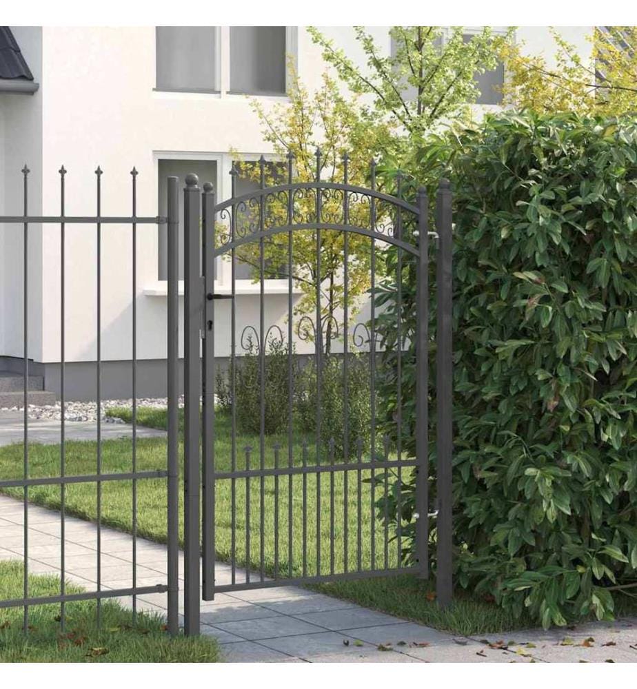 vidaXL Portail de clôture avec pointe KAMPEN 103 x 200 cm Acier Gris
