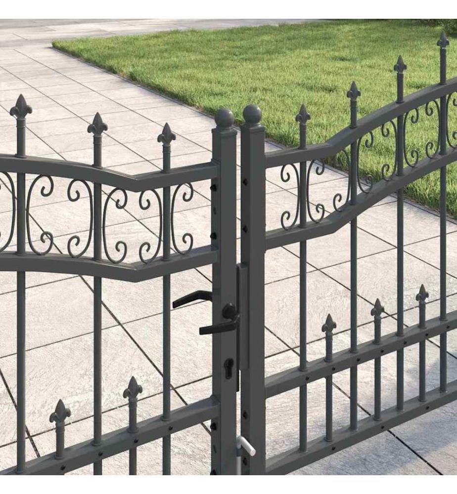 vidaXL Portail de clôture avec pointe KAMPEN 305 x 75 cm Acier Gris