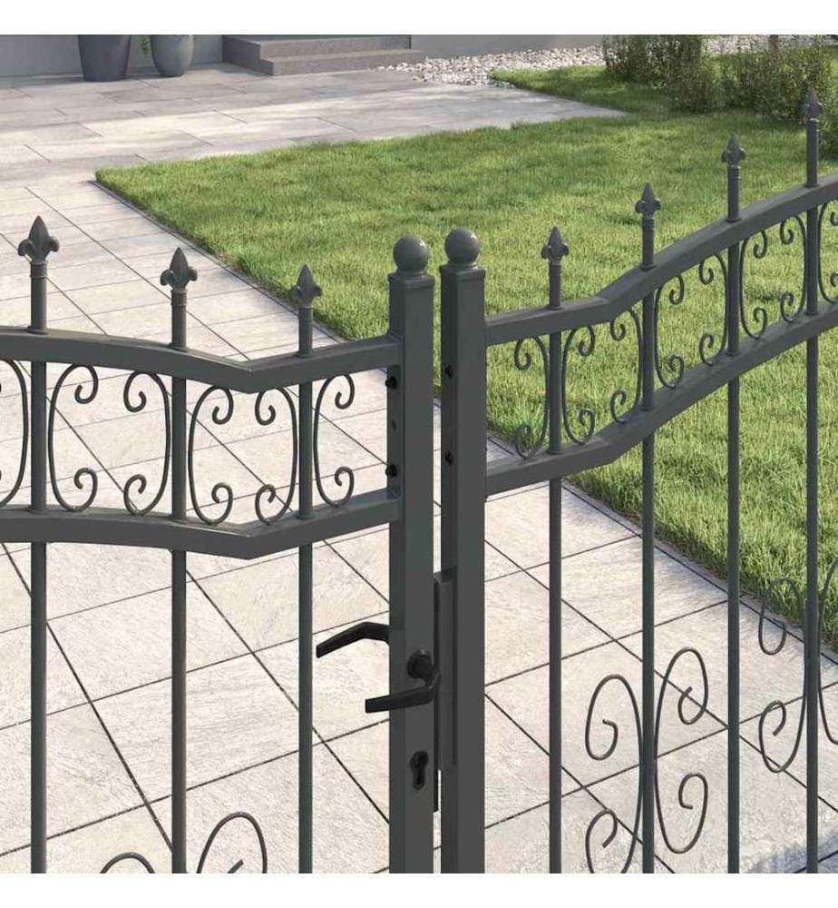 vidaXL Portail de clôture avec pointe KAMPEN 305 x 125 cm Acier Gris