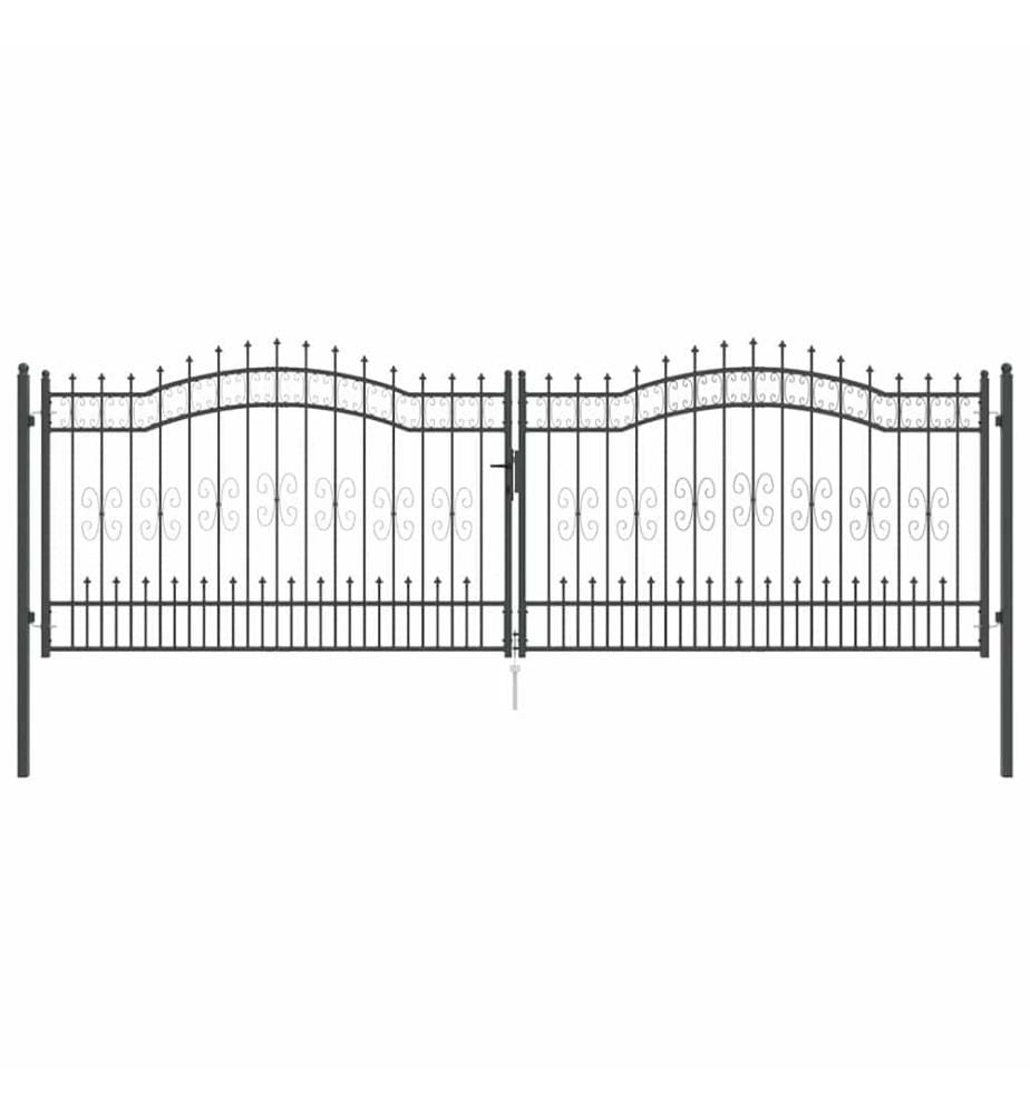 vidaXL Portail de clôture avec pointe KAMPEN 404 x 125 cm Acier Gris