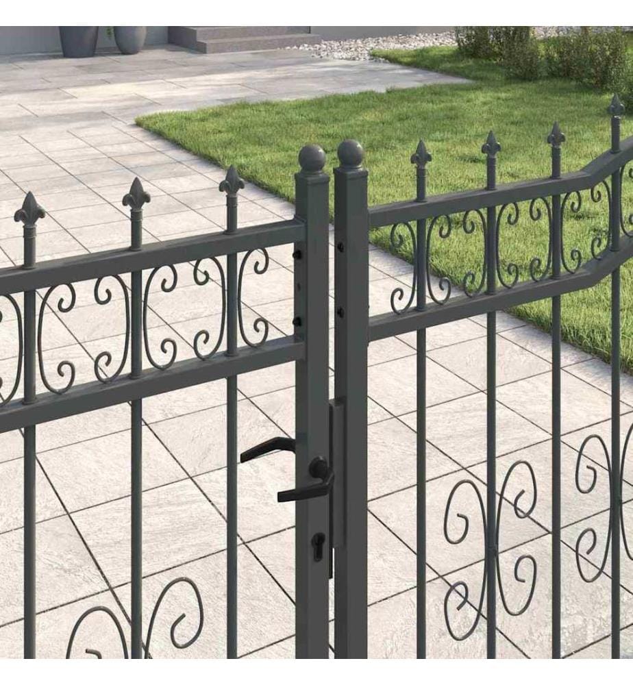 vidaXL Portail de clôture avec pointe KAMPEN 404 x 125 cm Acier Gris