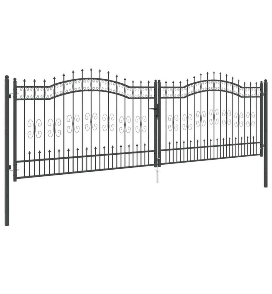vidaXL Portail de clôture avec pointe KAMPEN 404 x 125 cm Acier Gris