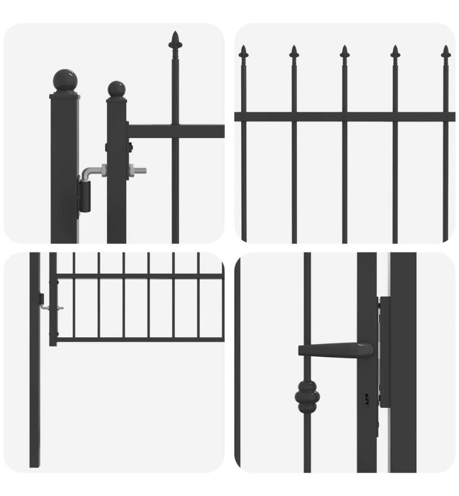 vidaXL Porte de Clôture HORST 100 x 150 cm métal Noir Verrouillable