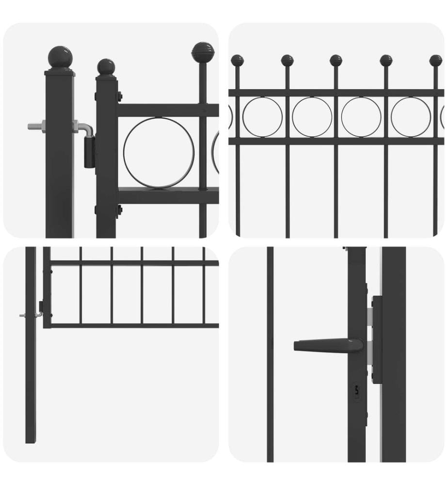 vidaXL Porte de Clôture HORST 100 x 175 cm métal Noir Verrouillable