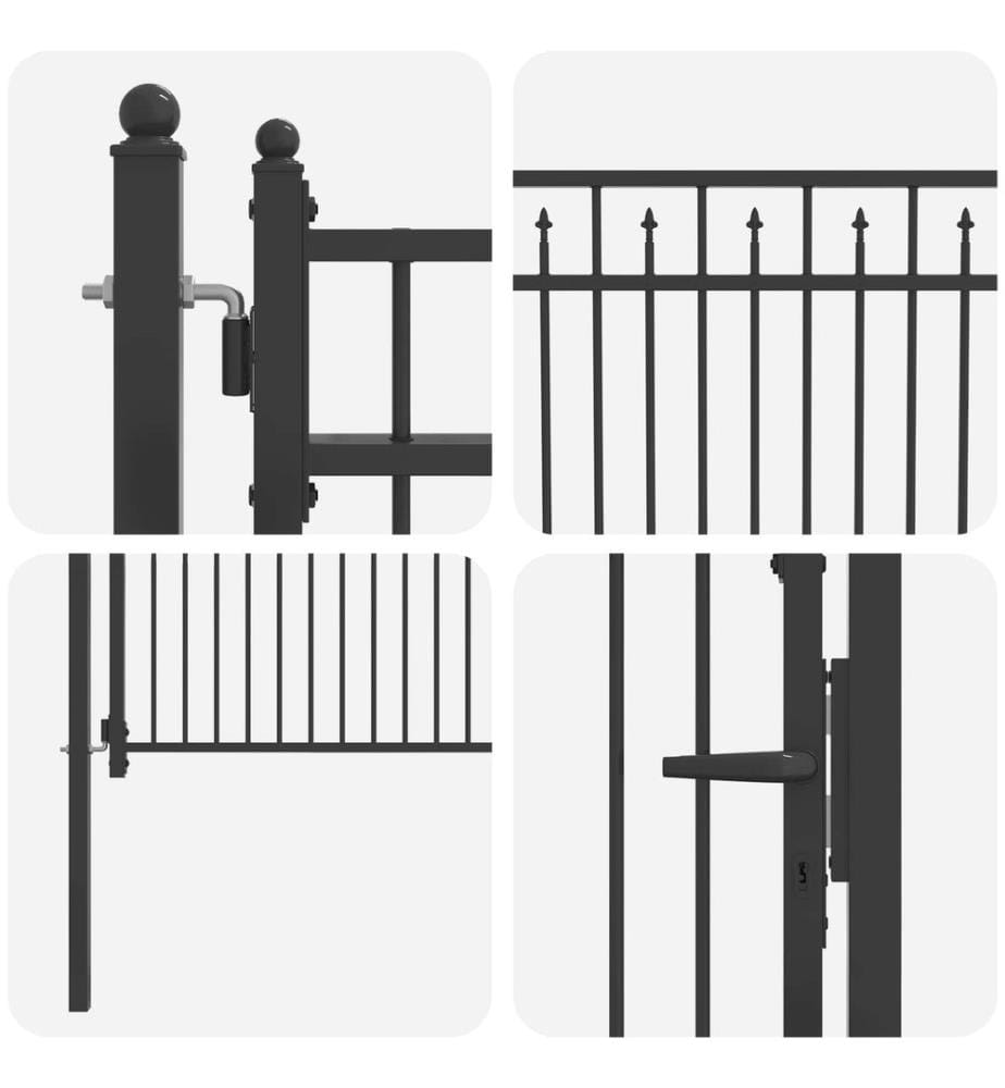 vidaXL Porte de Clôture HORST 100 x 100 cm métal Noir Verrouillable
