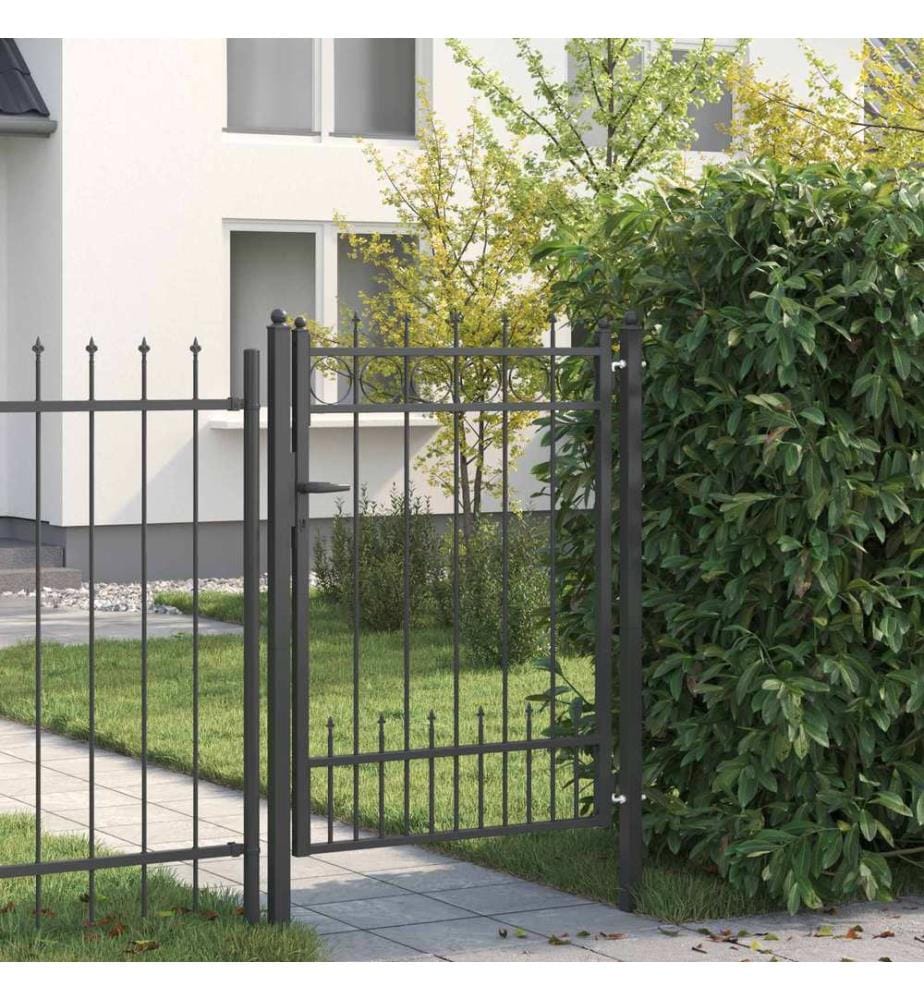 vidaXL Porte de Clôture HORST Acier Noir Verrouillable