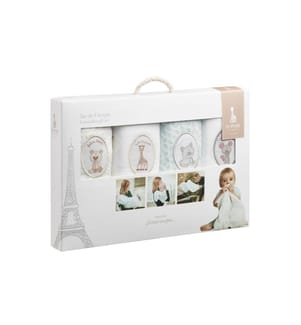 SOPHIE LA GIRAFE - Coffret cadeau gaze 70 x 70 cm, 4 pièces