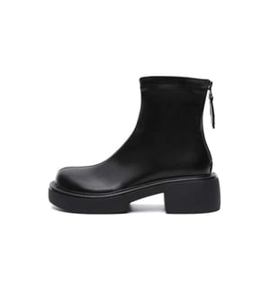 Stivaletti con plateau - Pelle nera con zip - Nero