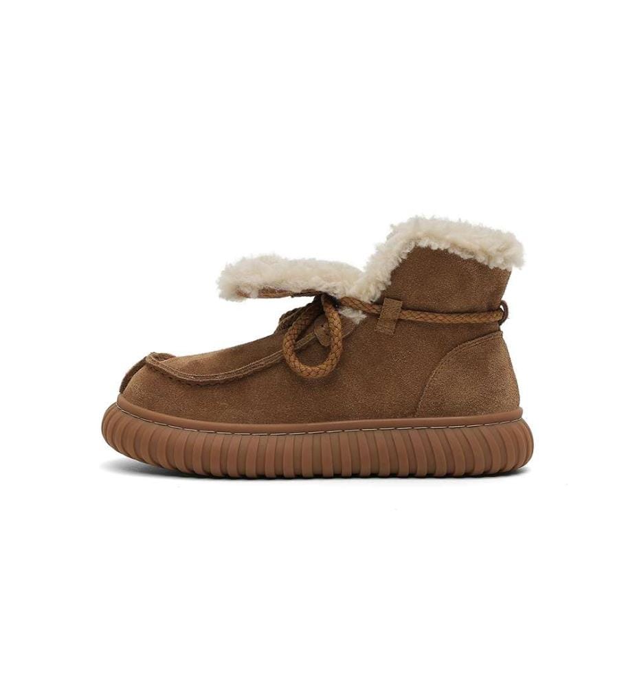Stivali invernali in camoscio e shearling - Marrone