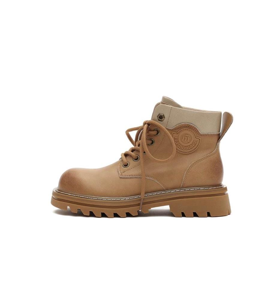 Bottes Martin en cuir à plateforme - Tan
