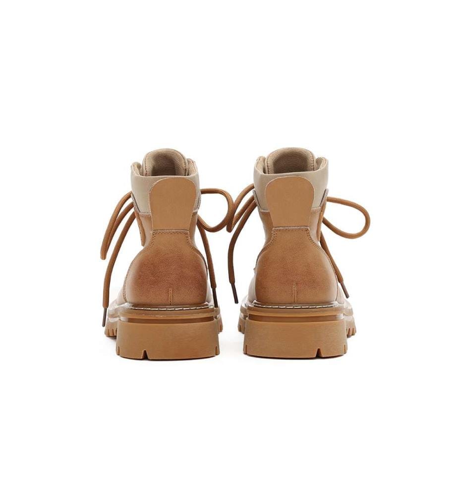 Bottes Martin en cuir à plateforme - Tan