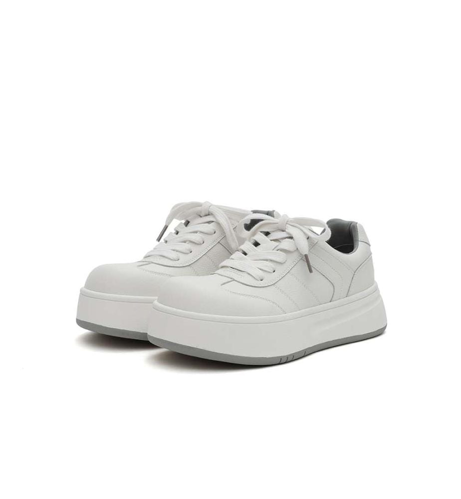 Baskets à plateforme en cuir Elevated - Gris