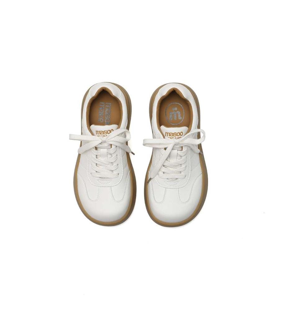 Elevated Leather Platform Sneakers - Tan
