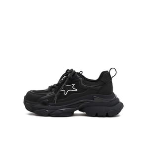 Retro Platform Sneakers - Star Detail - Black