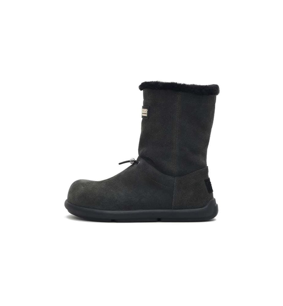 Bottes de neige mi-mollet en daim - Bottes d'hiver doublées en polaire - Noir