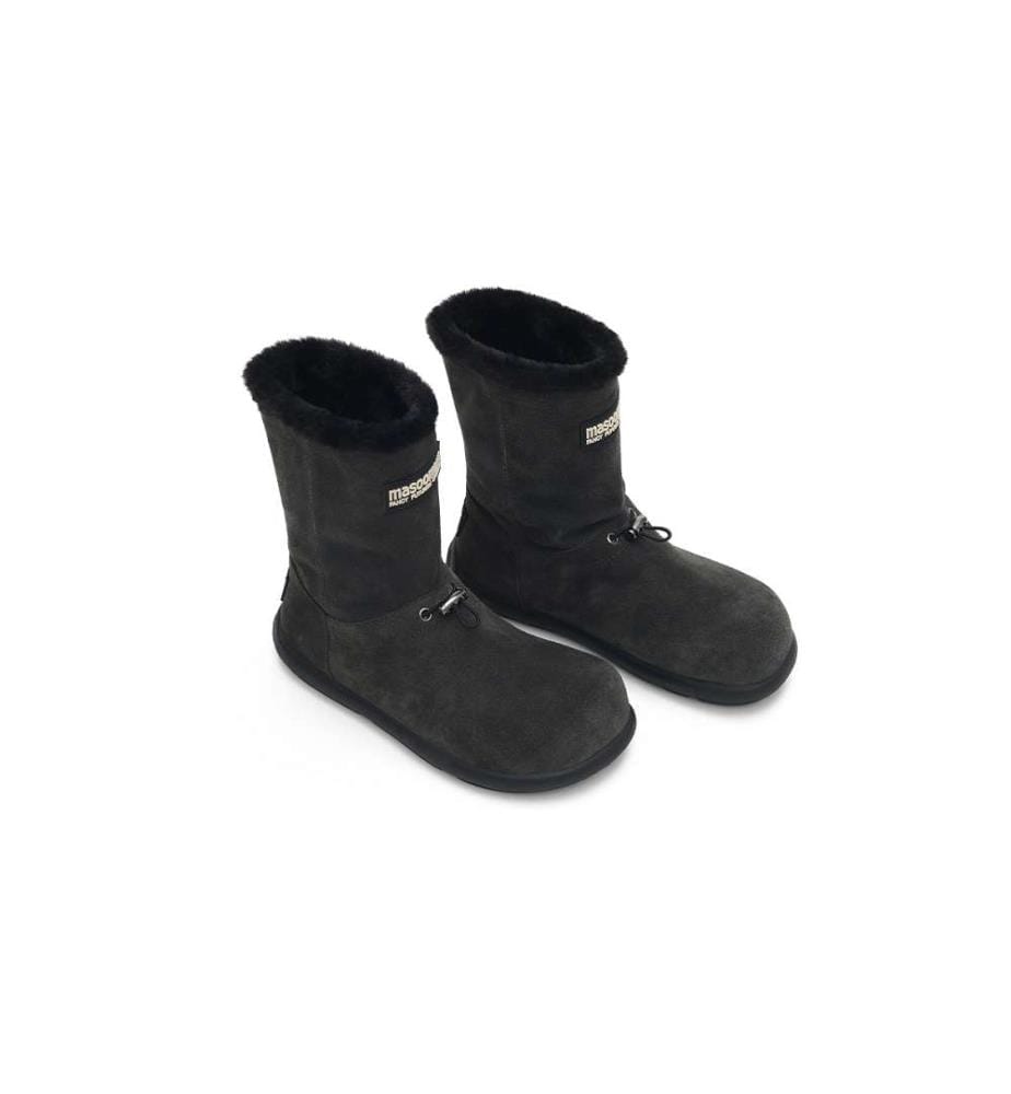 Bottes de neige mi-mollet en daim - Bottes d'hiver doublées en polaire - Noir