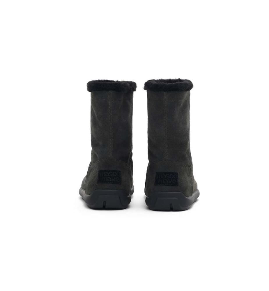 Bottes de neige mi-mollet en daim - Bottes d'hiver doublées en polaire - Noir