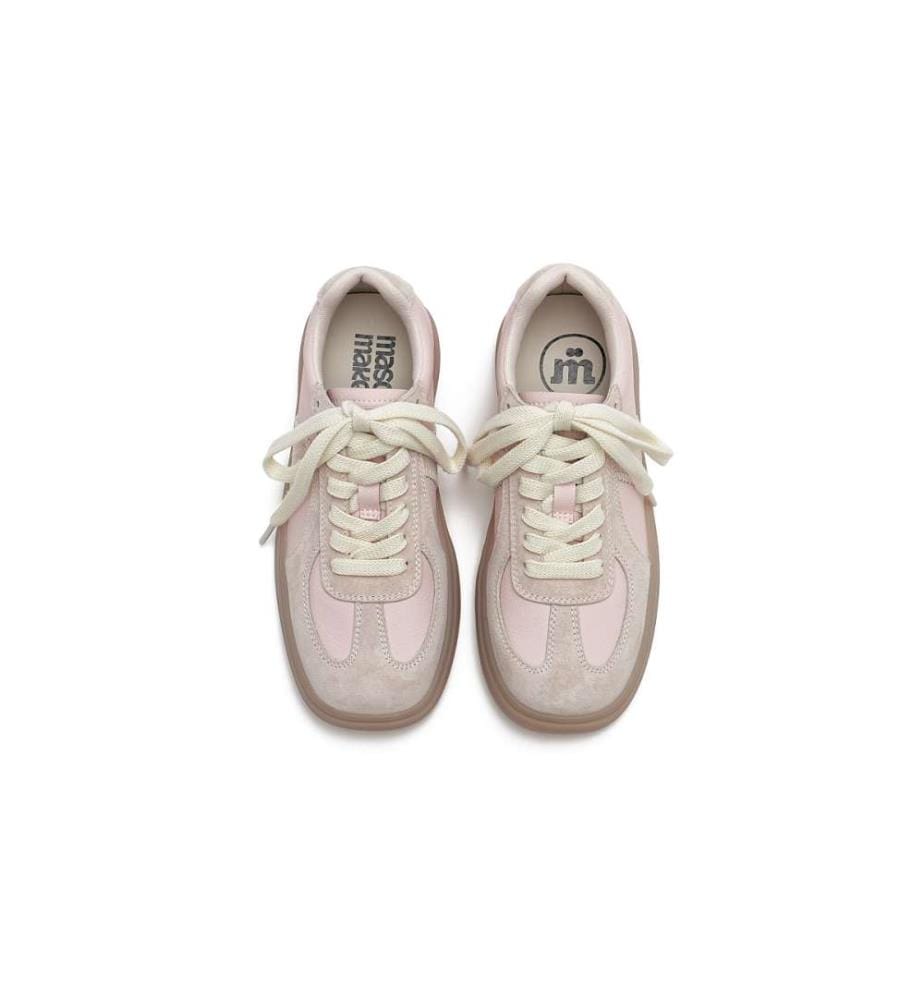 Vielseitige leichte flache Casual Sneakers - Wildleder Panel Gummisohle Trainer - rosa