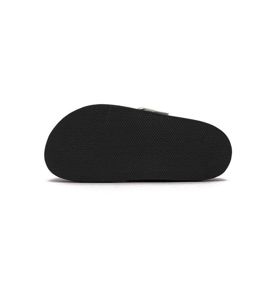 Geschlossene flache Pantoletten - Canvas Kork Schnalle Clogs - Blau