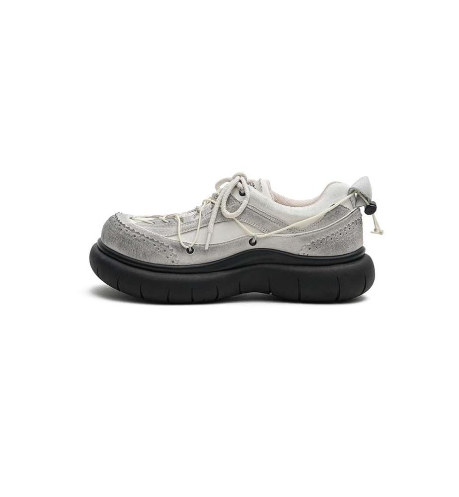 Baskets à semelle compensée avec détail brogue - Chaussures d'hiver à lacets Cage - Gris