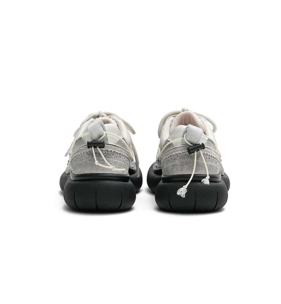 Baskets à semelle compensée avec détail brogue - Chaussures d'hiver à lacets Cage - Gris