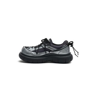 Scarpe da ginnastica con tacco e dettaglio brogue - Scarpe invernali in pizzo a gabbia - Argento