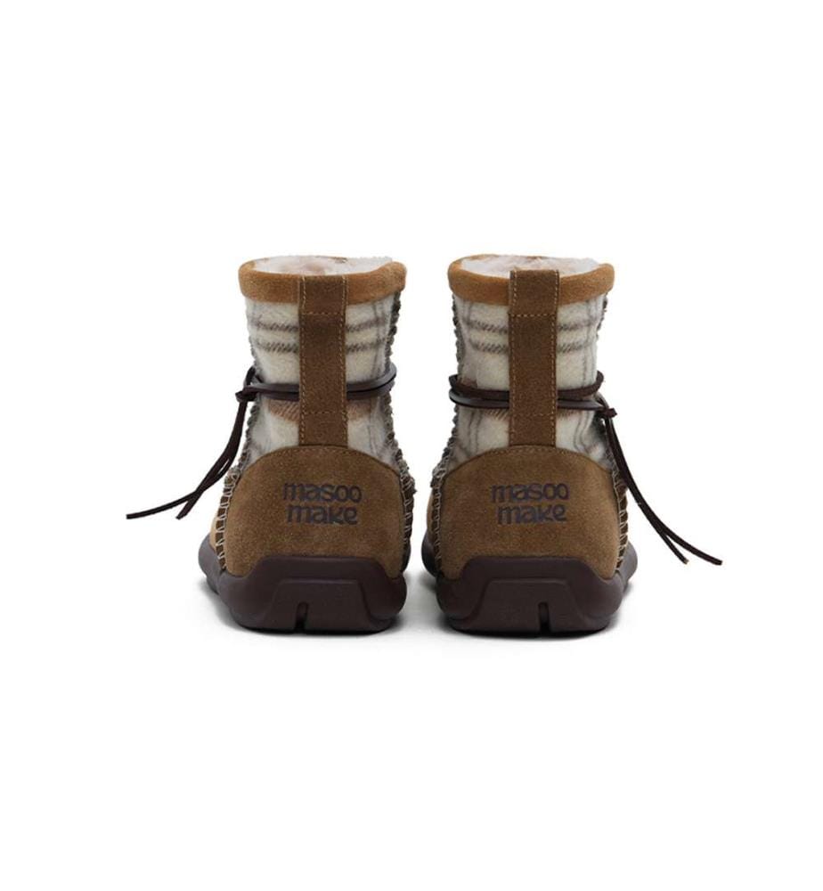 Bottes de neige en daim doublées en sherpa - Bottines d'hiver à points de mocassin - Khaki