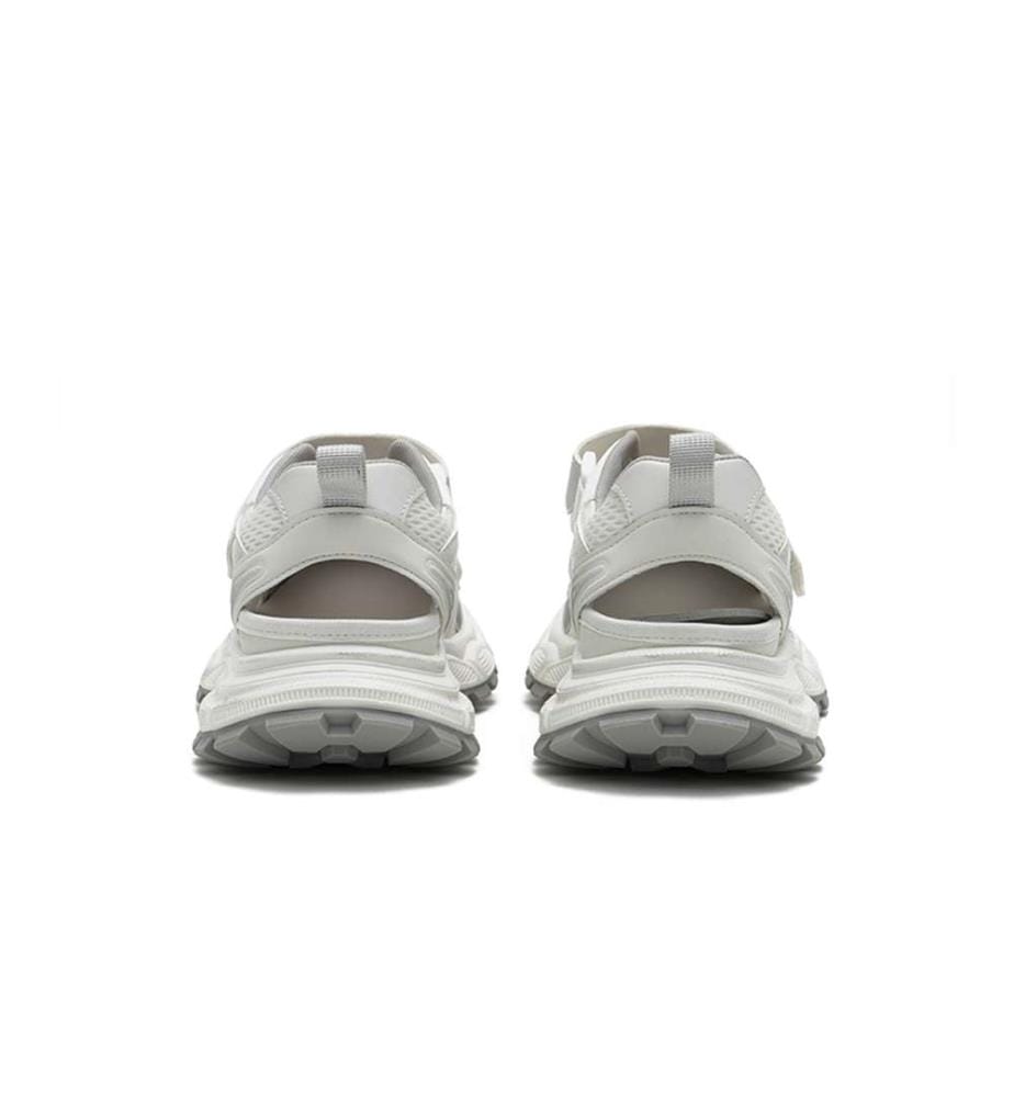 Sandales hybrides à découpes en maille - chaussures à plateforme et velcro - argentées