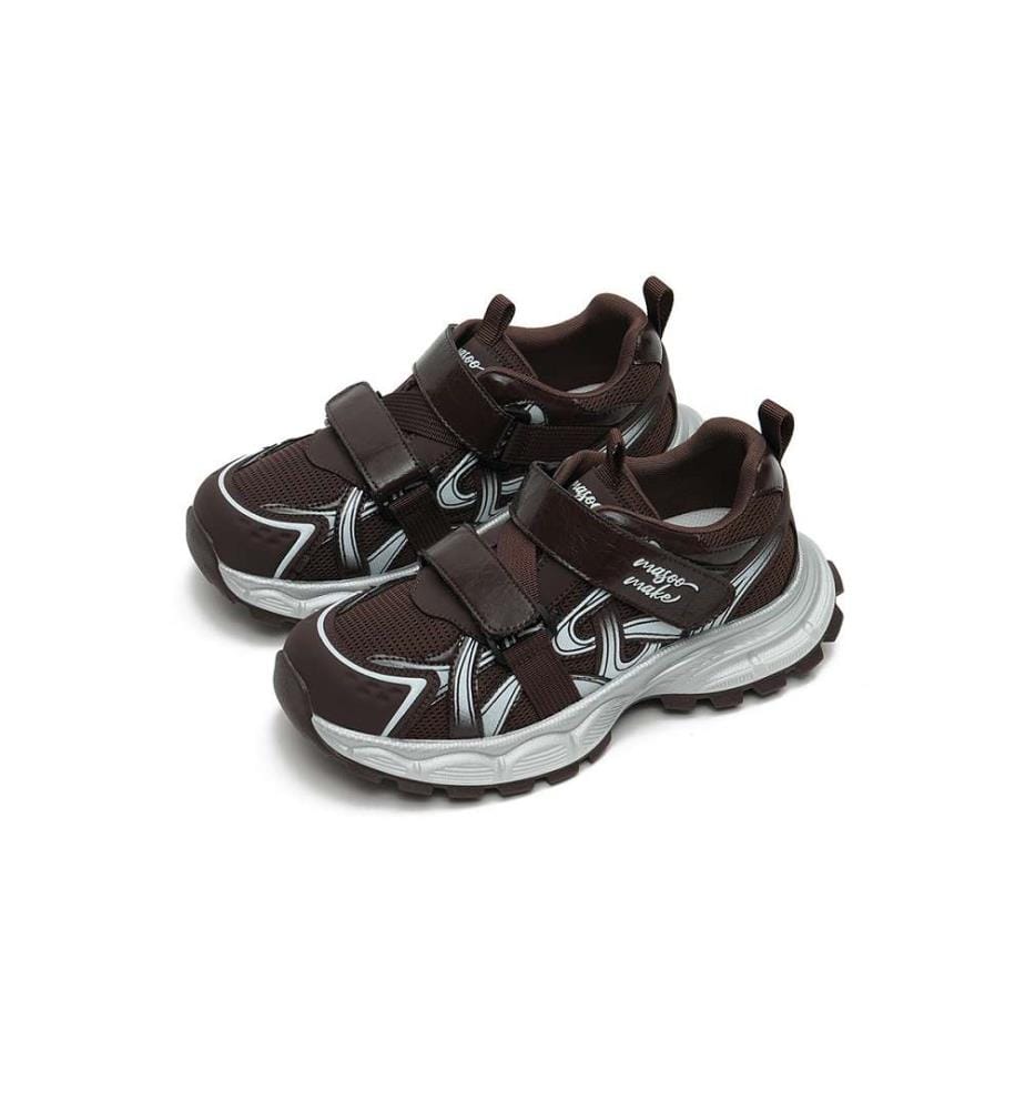Baskets Velcro Mesh Chunky Dad - Y2K Platform Trail Shoes - Chocolate