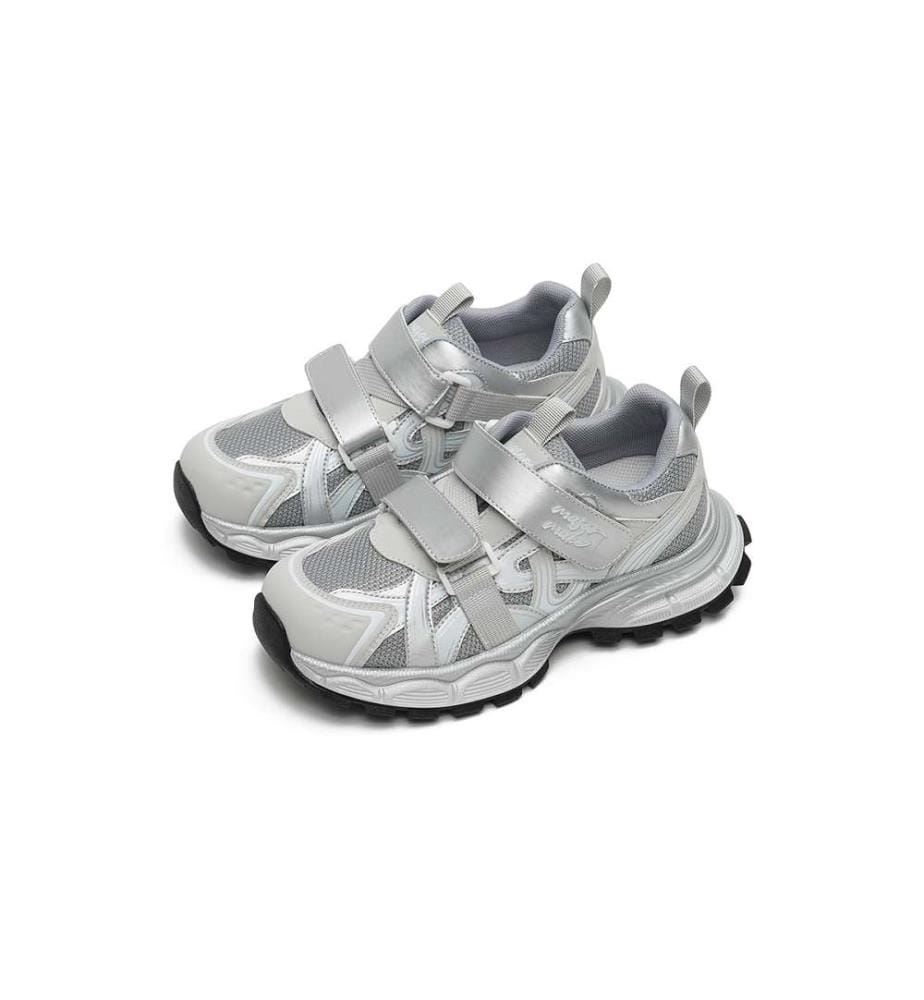 Baskets Velcro Mesh Chunky Dad - Y2K Platform Trail Shoes - Silver