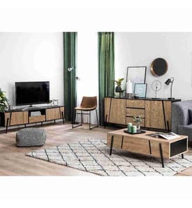 Table basse BLACKPOOL Marron/noir avec rangement