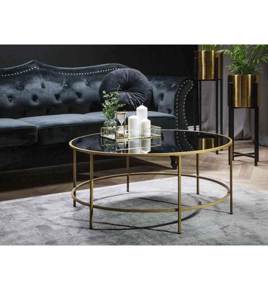 Table basse FLORENCE Verre Noir/doré