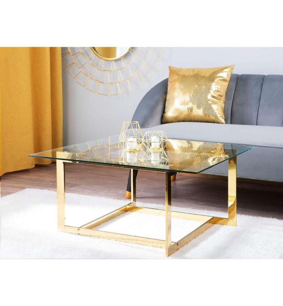 Couchtisch CRYSTAL Sicherheitsglas Gold