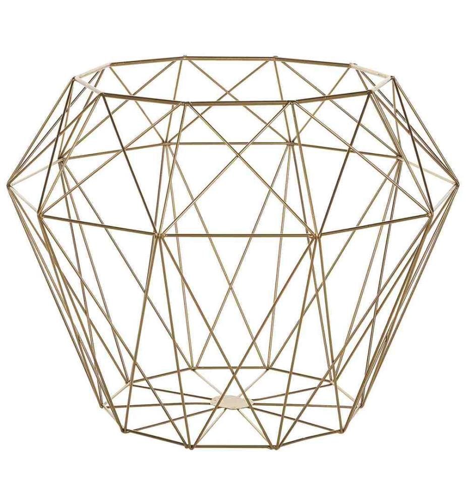 Table Basse d'Appoint 43 cm avec Plateau en Bois Clair et Structure en Métal Doré avec Tendance Rétro et Glamour pour Salon Scandinave