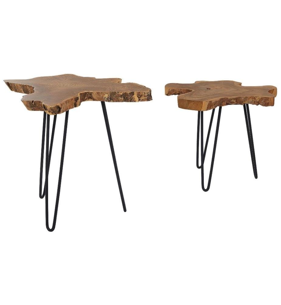 Set di 2 tavolini CAMROSE Legno di teak Marrone scuro