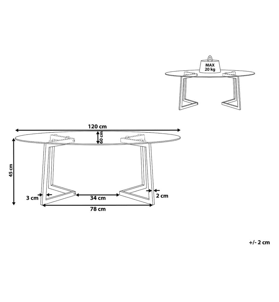 Table basse FRESNO Verre Argenté