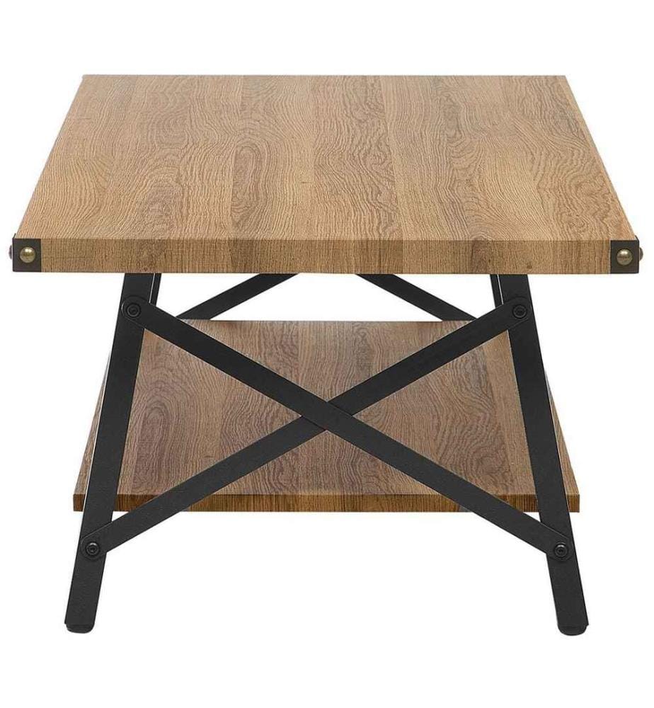 Couchtisch Braun mit Schwarz 55 x 100 cm MDF Tischplatte Metallgestell Verzierten Tischbeinen Rechteckig Scandinavien Stil