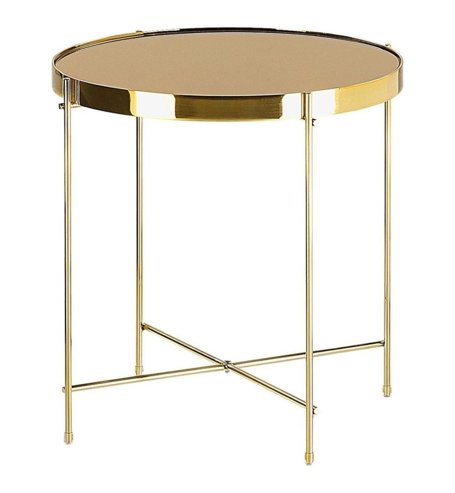 Beistelltisch Gold/Goldbraun Glas Metall rund ? 40 cm Klassisch Elegant Multifunktional Wohnzimmer
