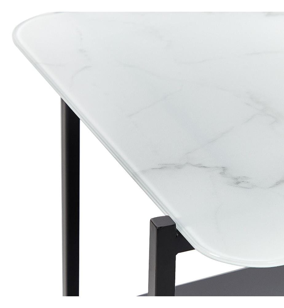 Table basse GLOSTER Verre de sécurité Marbre blanc