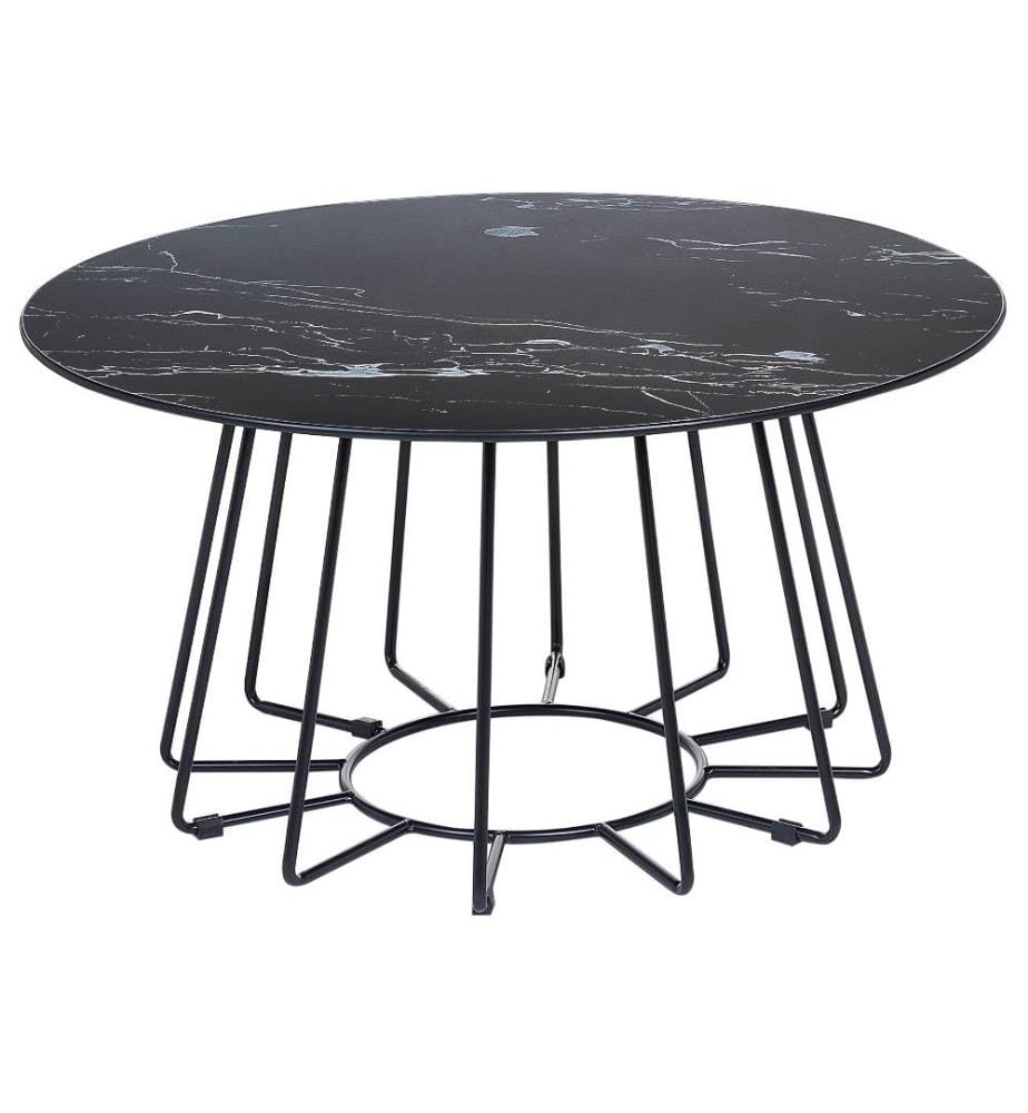 Table basse BERNIE Verre de sécurité Marbre noir