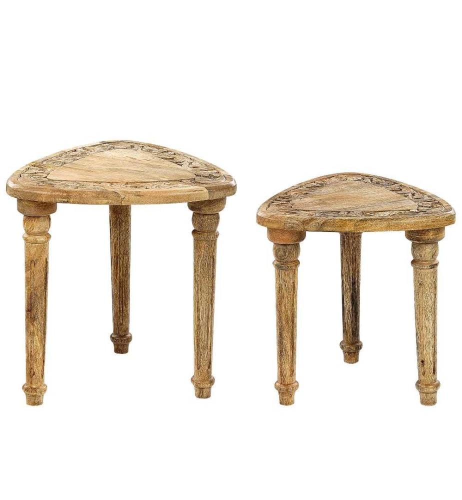 Lot de 2 tables d'appoint SAORA Bois de manguier Marron clair