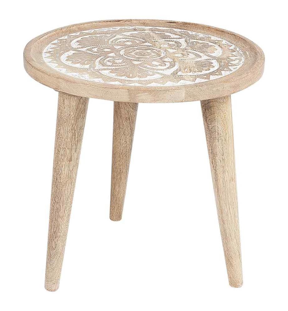 Lot de 2 tables d'appoint SAKITA Bois de manguier Marron/blanc