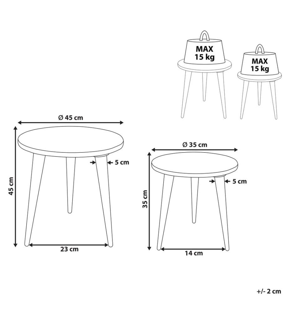 Lot de 2 tables d'appoint UDAY Bois de manguier Blanc