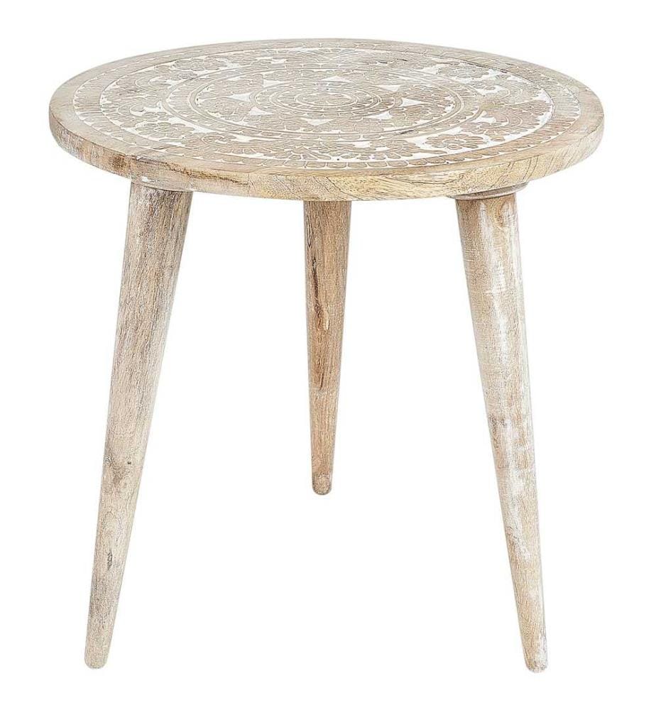 Lot de 2 tables d'appoint UDAY Bois de manguier Blanc