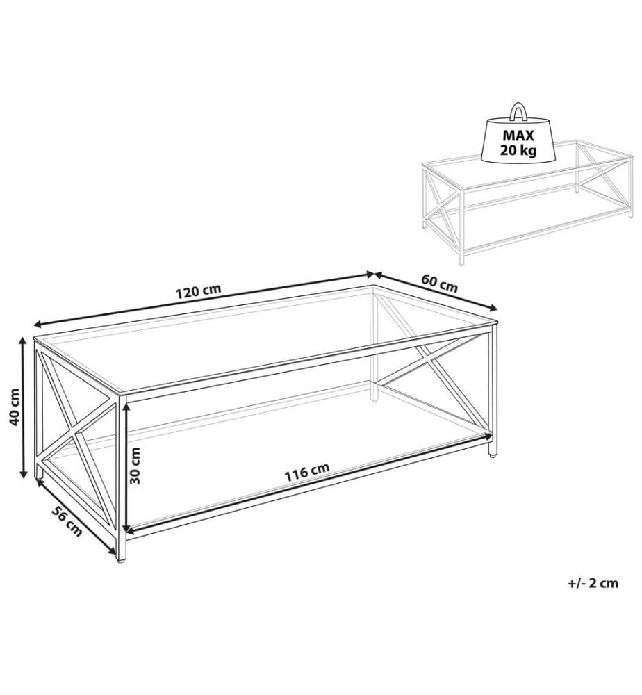 Couchtisch AUDET Sicherheitsglas Silber