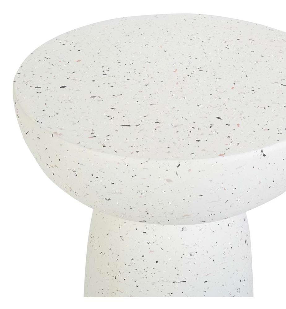 Table d'appoint CADINI 33 cm 33 cm Effet terrasse Terrazzo blanc